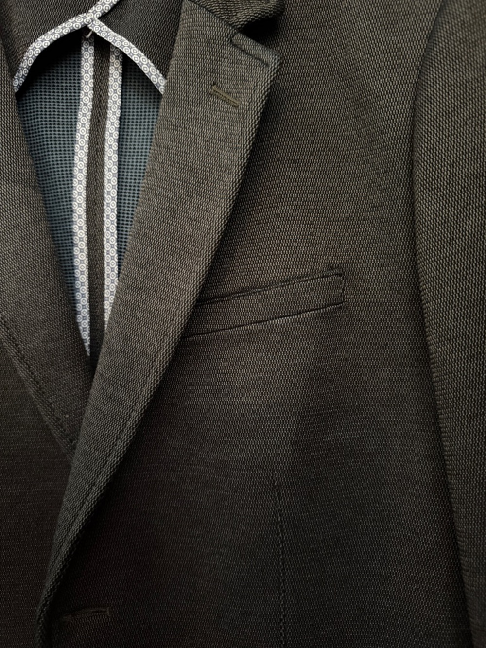 Men's Brown/Blue Knit Blazer - Classic Tailored Style - Picture 6 of 13